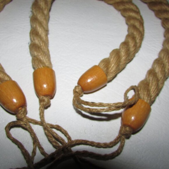Large Rope and Wood Curtain Tie Backs - Picture 2 of 10